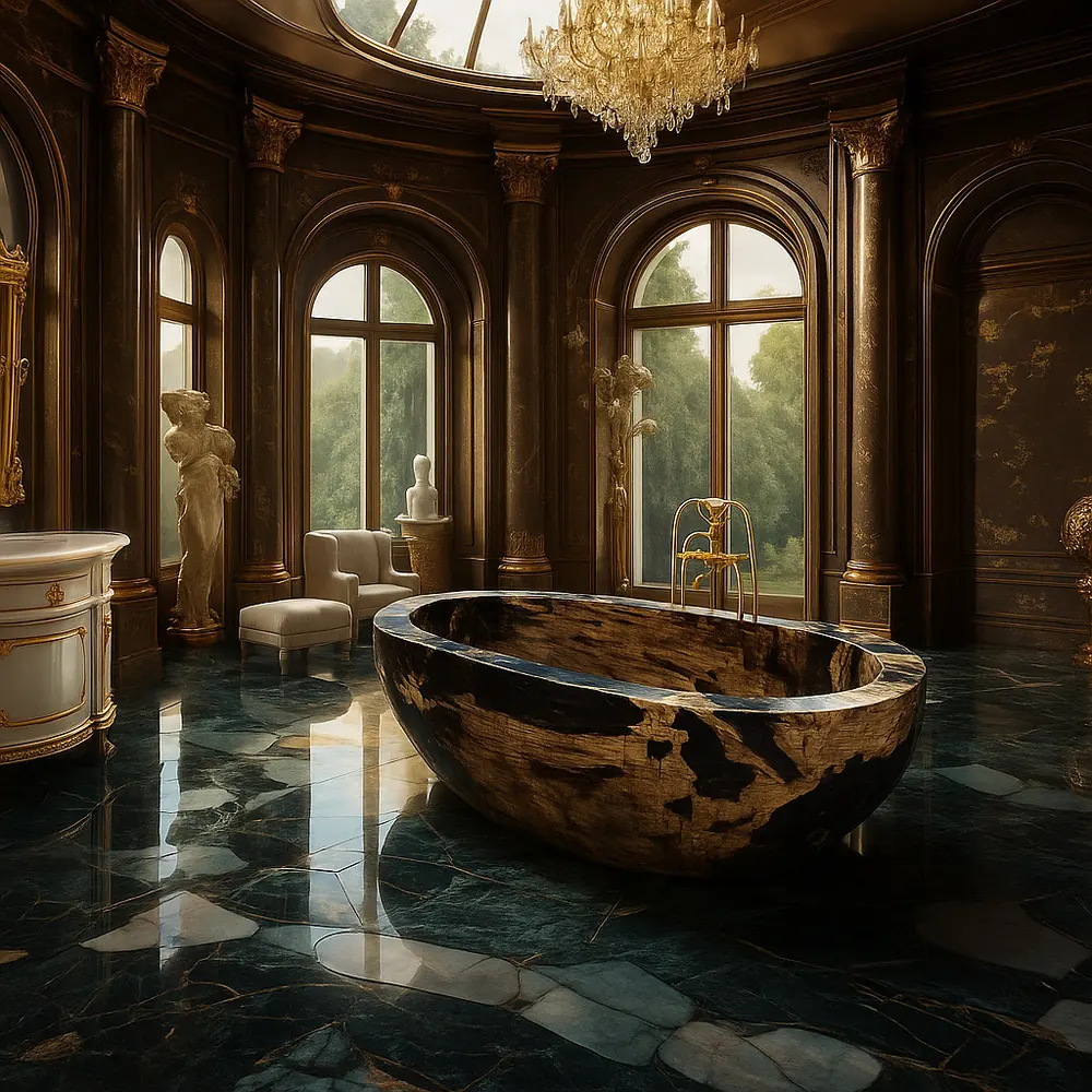 Petrified wood bath